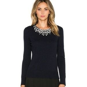 Kate Spade Do Wonders Embellished Rhinestone Black Sweater Size XL Wool Blend